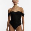 Vêtements BCBG | Body Bustier Epaules Nues En Dentelle Noir