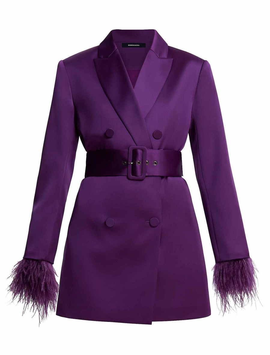 Vêtements BCBG | Robe Blazer Avec Ceinture Et Motif Floral Violet