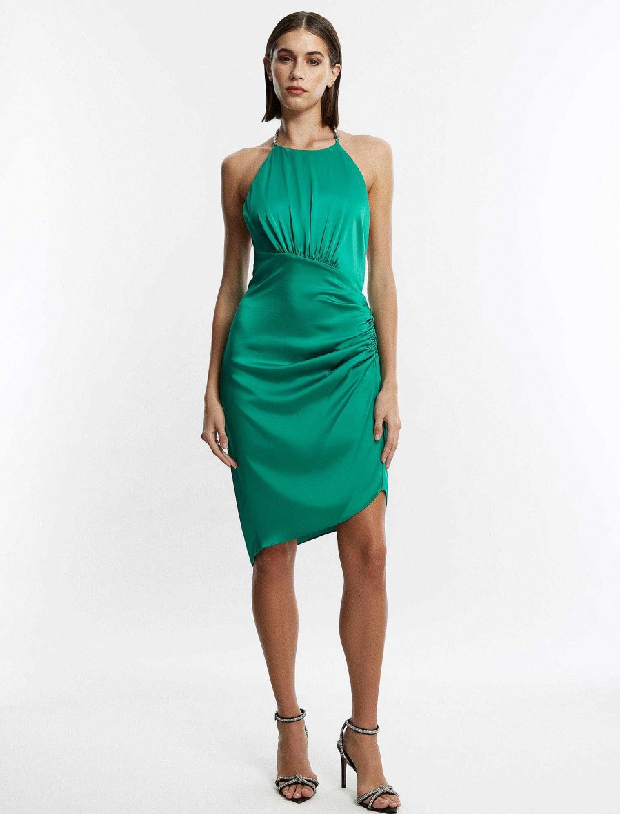 Robes BCBG | Robe Courte Froncee Anwen Vert