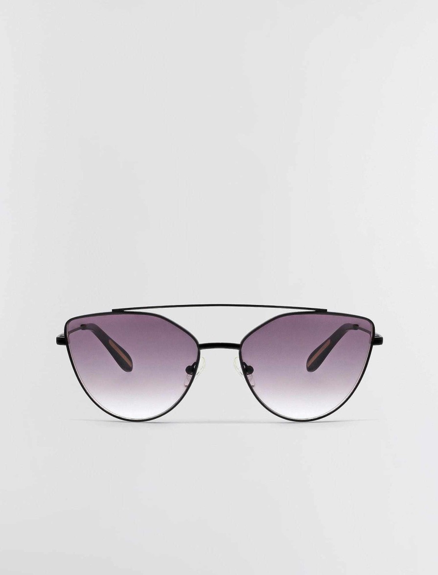 Accessoires BCBG | Lunettes De Soleil Hybrides Aviateur Noir Mat/Fumee Foncee