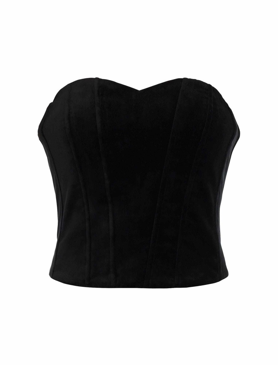 Vêtements BCBG | Haut Bustier En Velours Cherie Noir