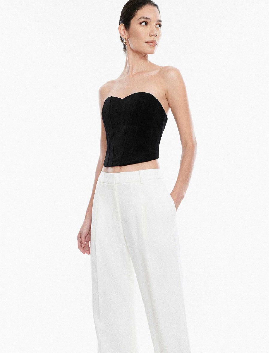 Vêtements BCBG | Haut Bustier En Velours Cherie Noir