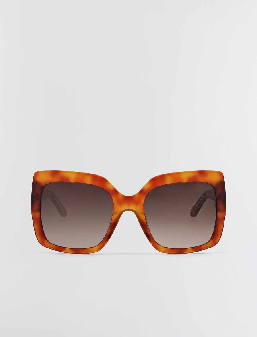 Accessoires BCBG | Lunettes De Soleil Carrees Emblematiques Havane Miel Dore