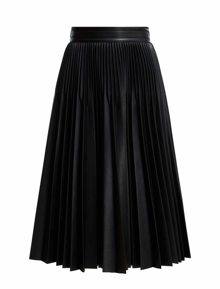 Vêtements BCBG | Jupe Midi Plissee En Similicuir Audette Noir