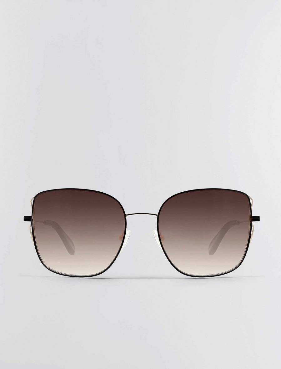 Accessoires BCBG | Lunettes De Soleil Muse Carrees Or Clair Brillant + Noir