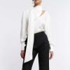 Vêtements BCBG | Top Chale A Manches Ballon Blanc Nuageux