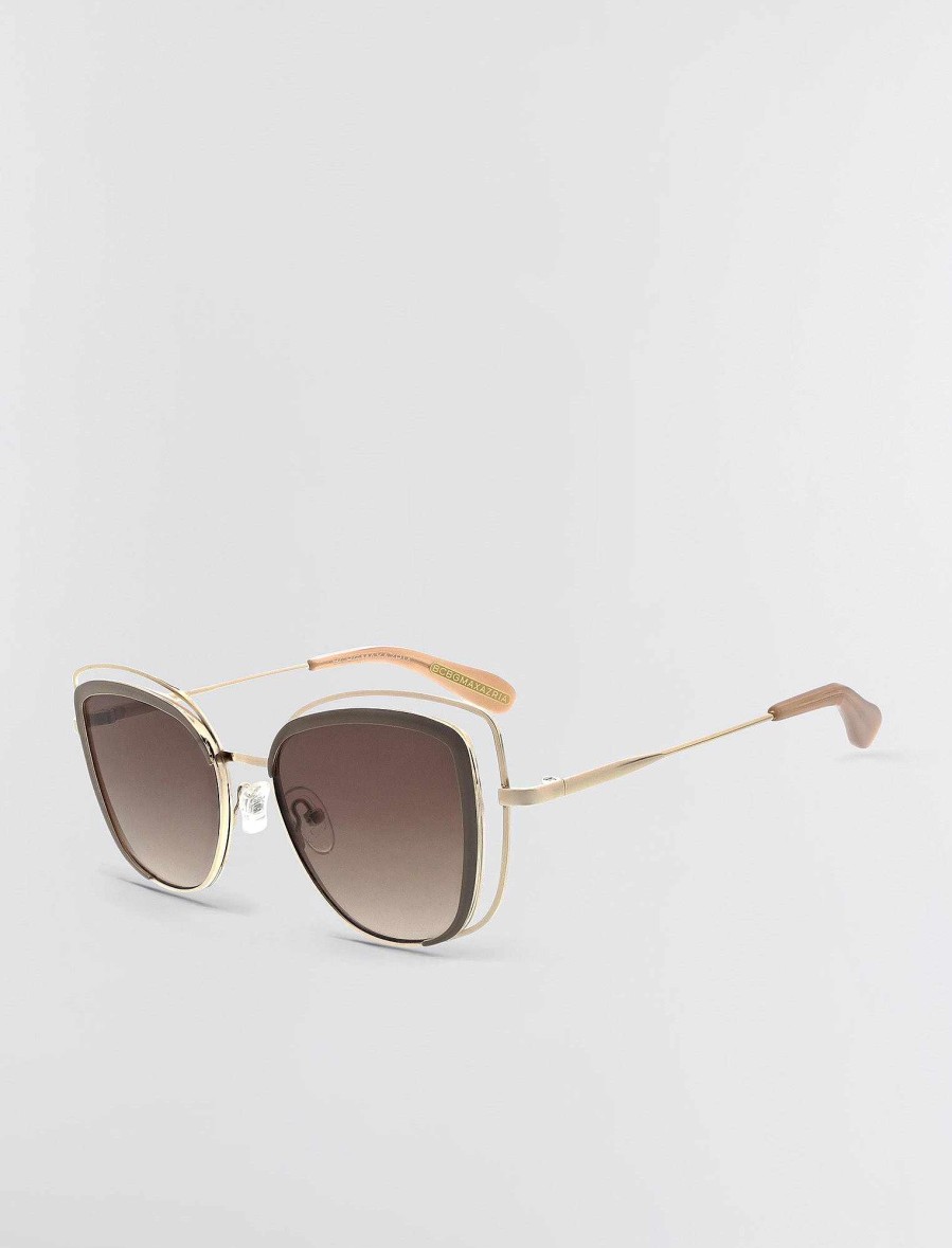 Accessoires BCBG | Lunettes De Soleil Oeil-De-Chat Ventilees Or Clair/Taupe